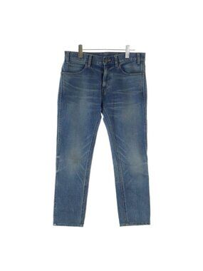 Celine Leather Patch Zip Fly Skinny Denim Pants Jeans Indigo